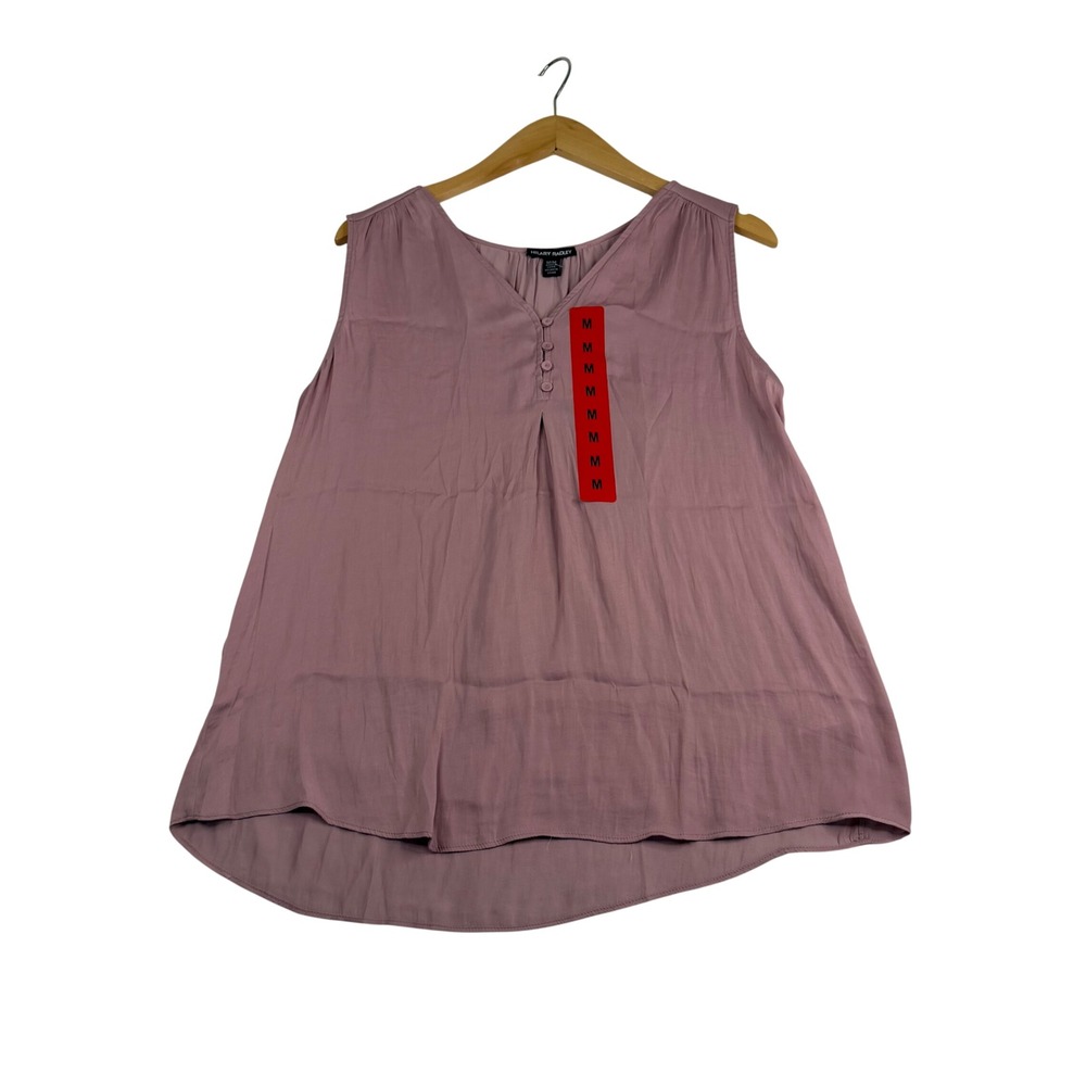 Hilary Radley Womens Mauve Sleeveless V-Neck Button Front Blouse Size M New